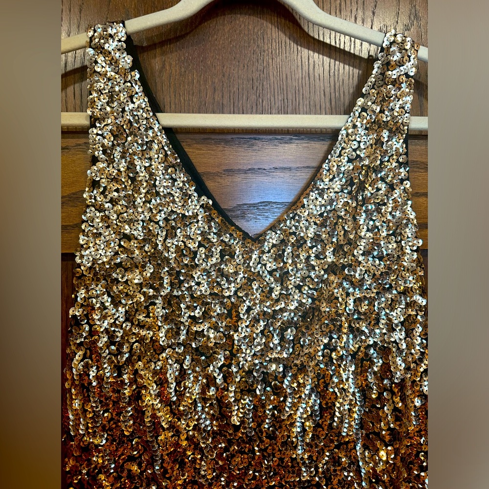 Sequen Dress, Black/Gold, Size Large, Party, Cocktail, Studio 54, New Year - Picture 3 of 8